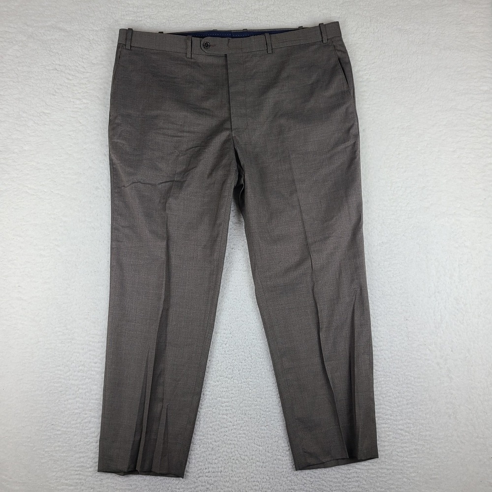 Peter Millar Pants Mens 42x28 Dark Brown Straight Wool Trousers Dress‎ Slacks *